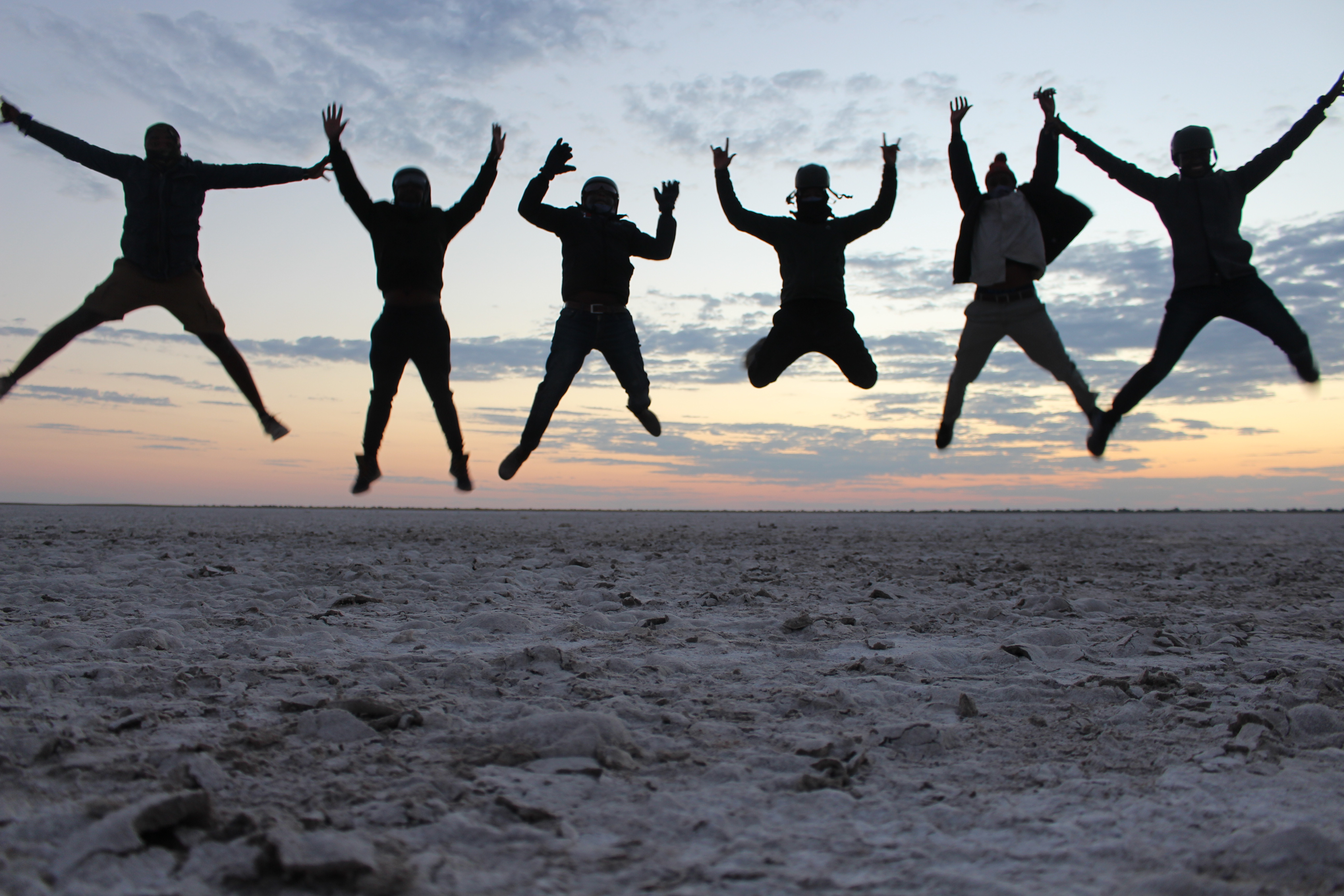 jumping on makgadikgadi